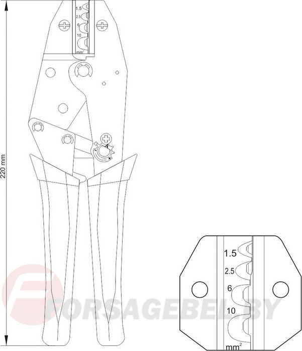 Пресс-клещи для обжима проводов 1.5-10.0/20-8 AWG Yato YT-2297