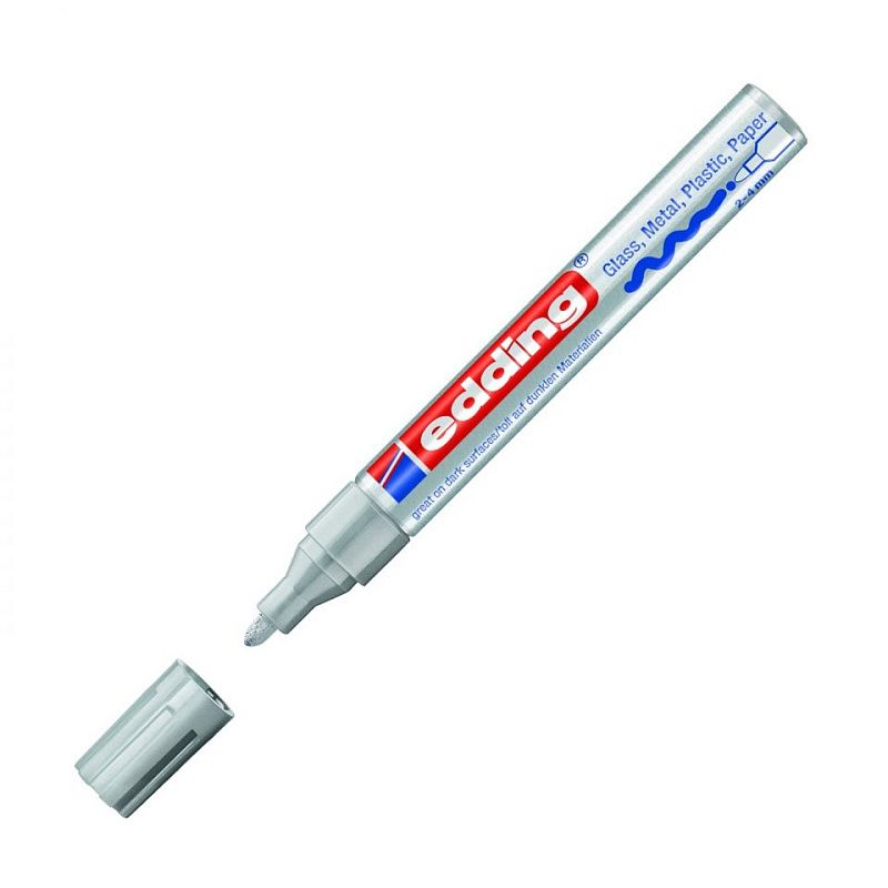 Маркер перманентный на нитрокраске Edding "750", серебристый
