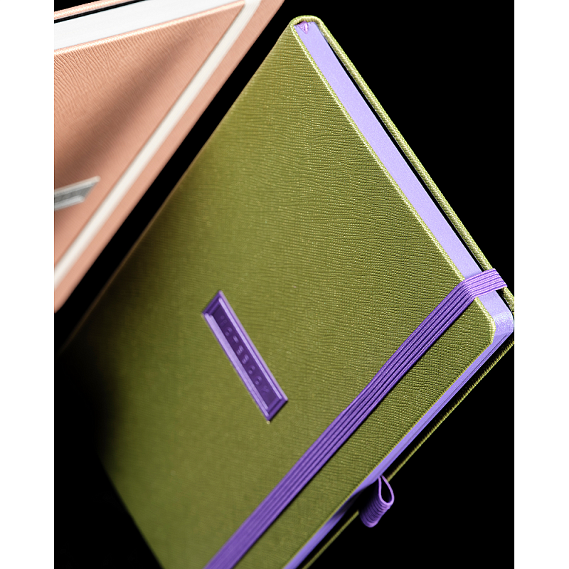 Блокнот "Shell lime", А5, 96 листов, зеленый, срез фиолетовый