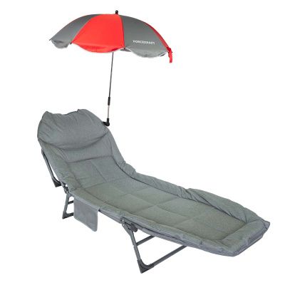 Шезлонг с зонтиком ForceKraft FK-FG-HY-8008BL-Z GRAY