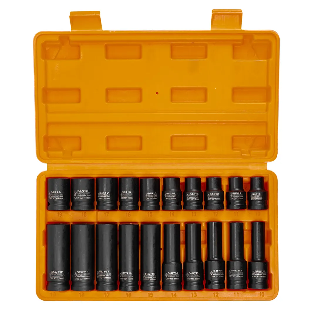 Набор коротких и глубоких ударных головок 10-19 мм 1/2'' 6-гр 20 пр Partner PA-4201-5MPB