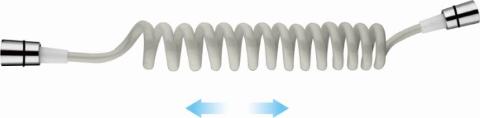 Душевой шланг для гигиенической лейки 40-150 см., латунь, пластик, белый Ledeme L44