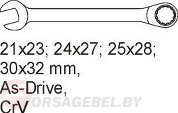 Набор ключей накидных 21х32 мм в ложементе 4 пр. Yato YT-5543