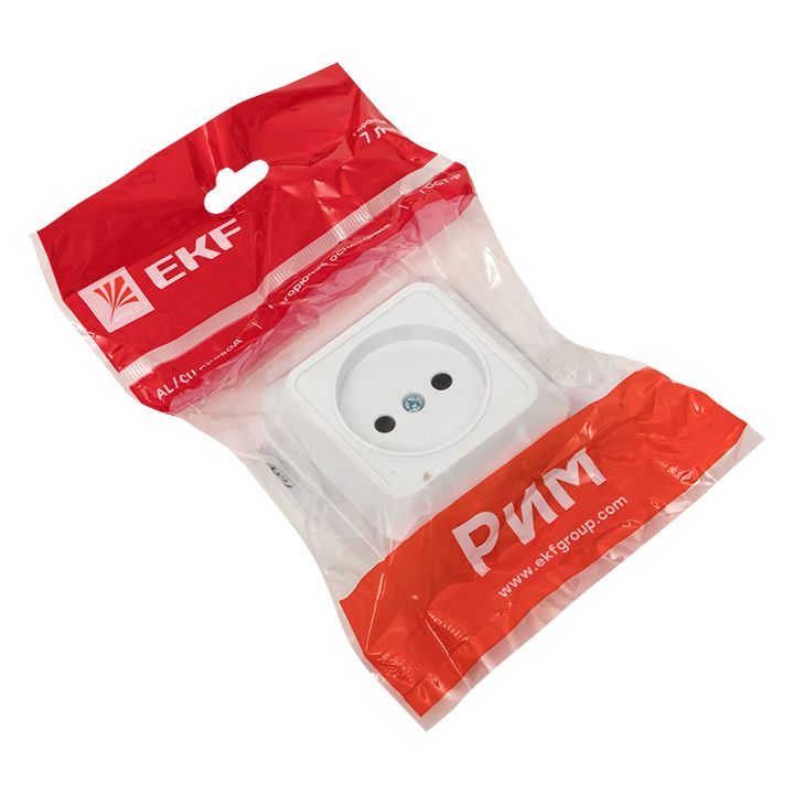 Рим Розетка 1-местная 10А без заземления белая EKF ENR10-022-10