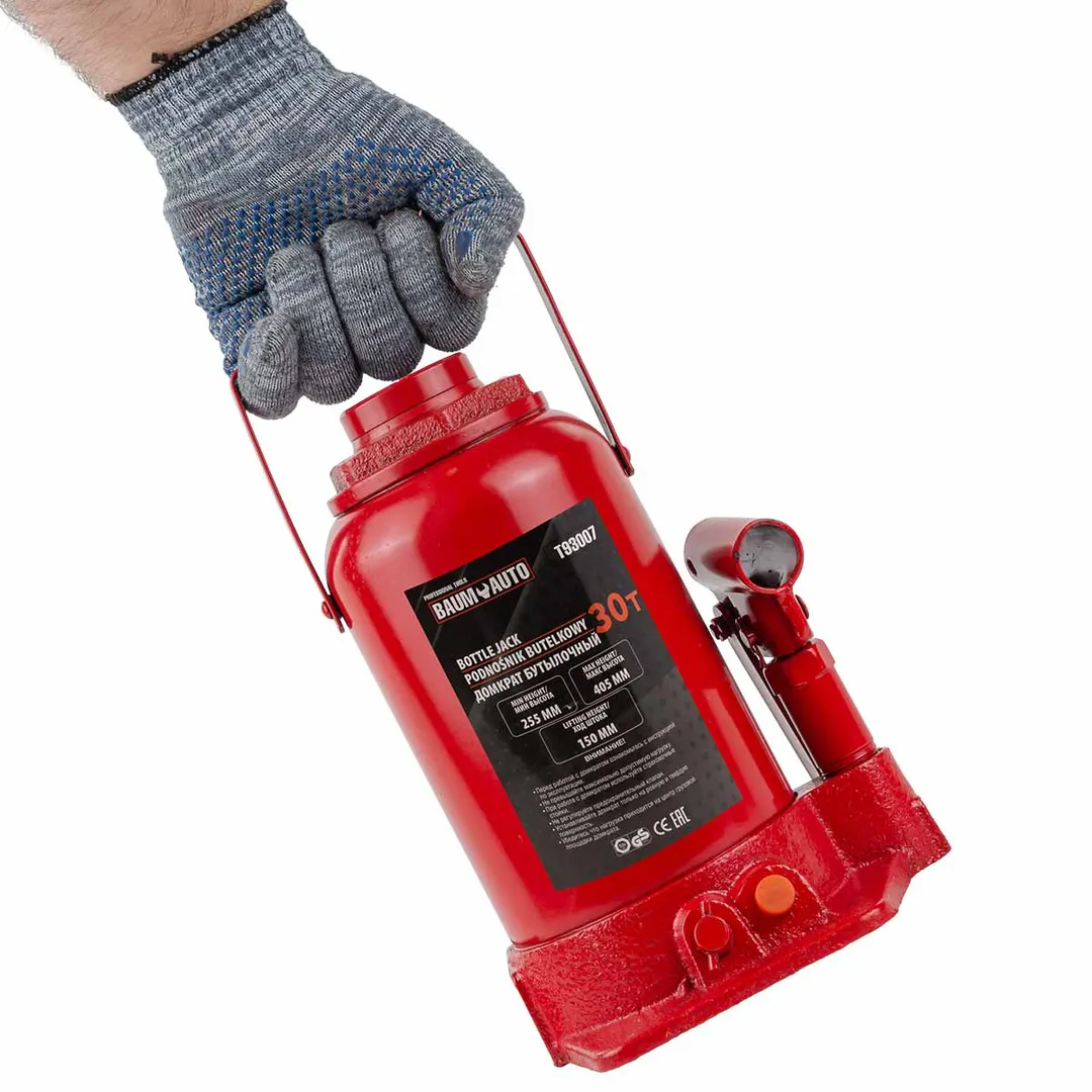 Домкрат бутылочный 30 т с клапаном, 255-405 мм BaumAuto BM-T93007