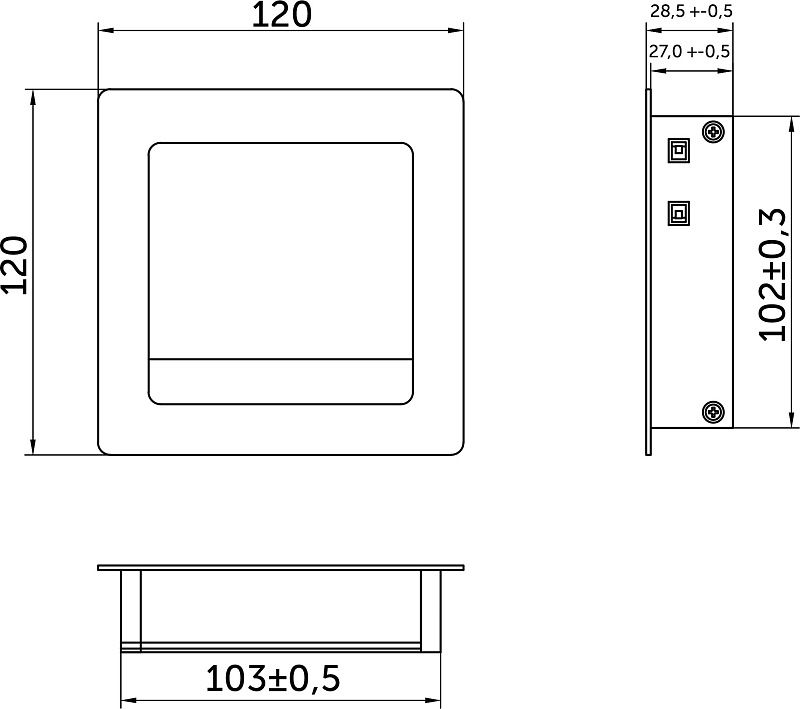 Пропуск кабельный металл 120х120мм брашированное серебро AKS 123676