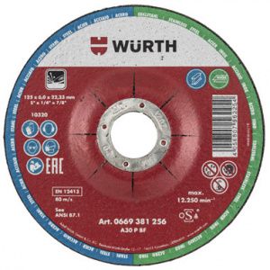 Зачистной круг d125x6,0мм. изогн., нерж./сталь WÜRTH 0669381256