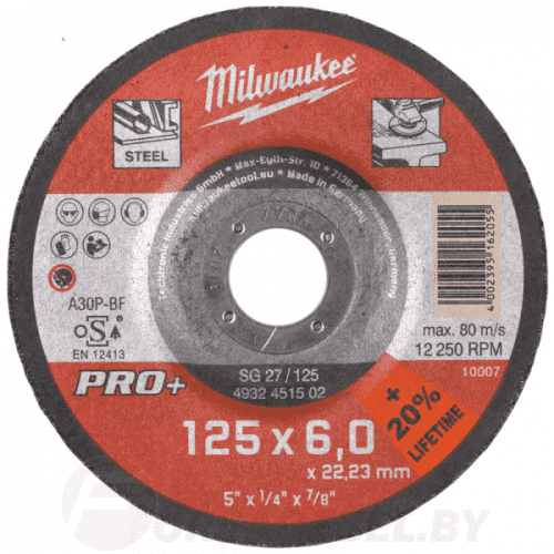 Диск шлифовальный по металлу 180/6 мм SG 27/180 Milwaukee 4932451503