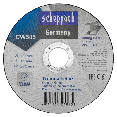 Круг отрезной по металлу 125х1,2х22,2 мм Scheppach Sch-CW505