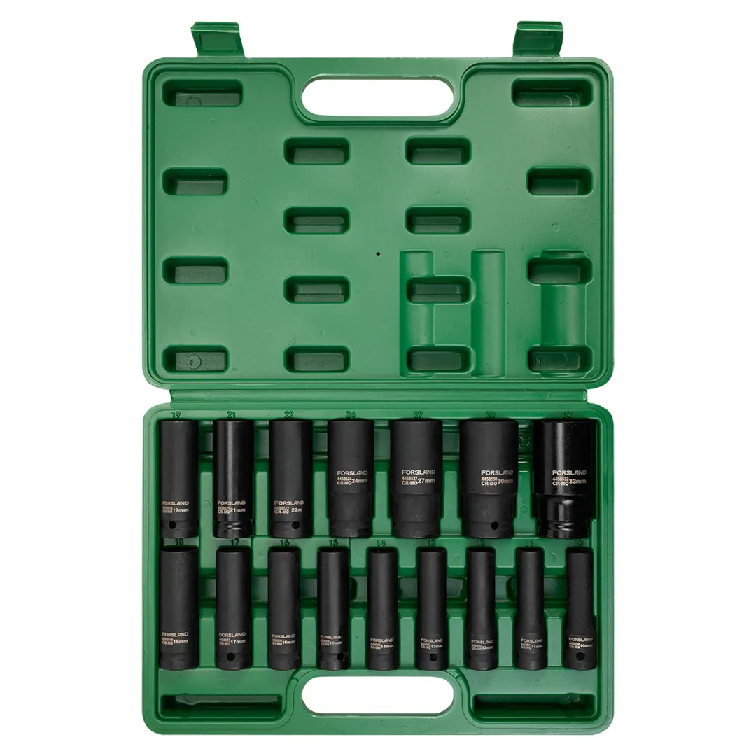 Набор ударных глубоких головок 10-32 мм 1/2'' 6-гр 16 пр Forsland Forsland-4167-5MPB