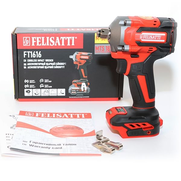 Аккумуляторный ударный гайковерт 380Нм (картон, без аккум.) Felisatti FT1616 Felisatti (1616)