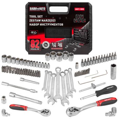 Набор инструментов 82 пр. 1/4''&3/8'', 6-гр. BaumAuto BM-4821-5DS