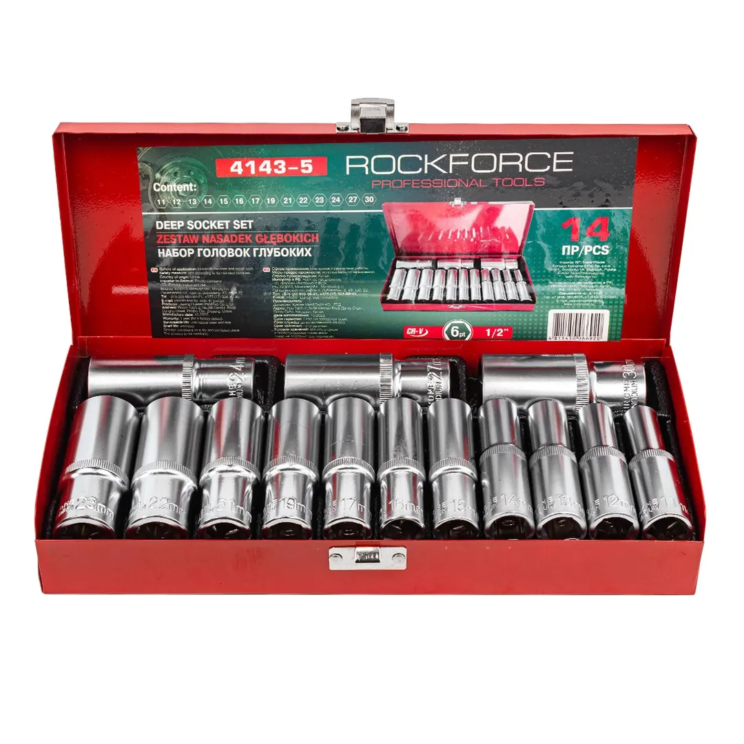 Набор головок глубоких 14 пр. 1/2" RockForce RF-4143-5 RED