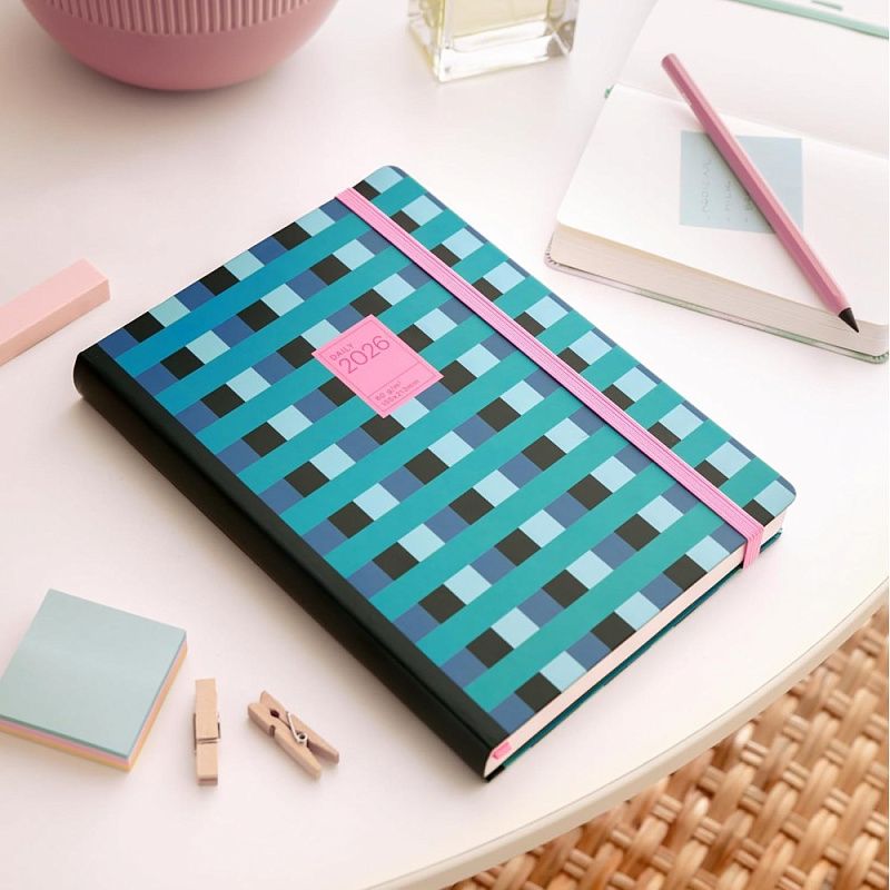 Ежедневник датированный "Colour Block" 2026, A5, линейка, синий, зеленый