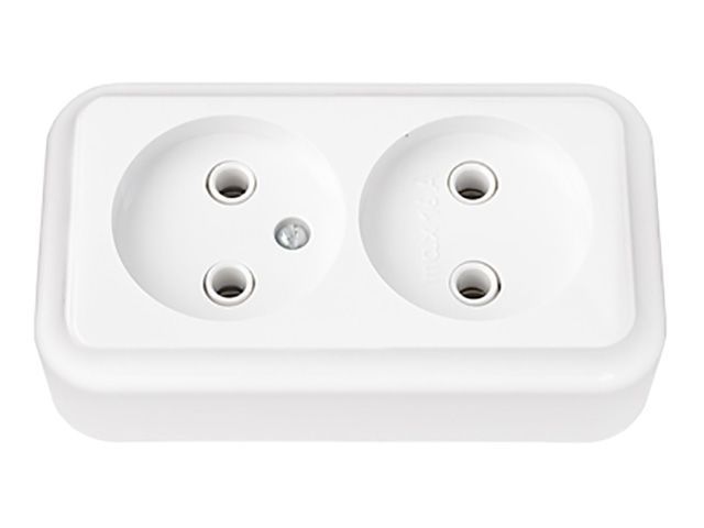 Розетка 2-ая (открытая, б/з) белая, Пралеска, Bylectrica РА16-260