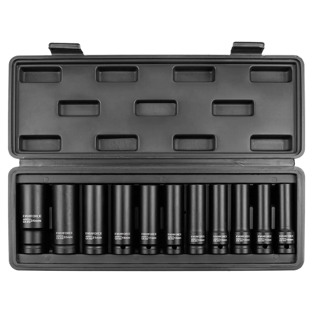 Набор ударных глубоких головок 10-24 мм 1/2'' 6-гр 11 пр EVERFORCE EF-4117-5MPB