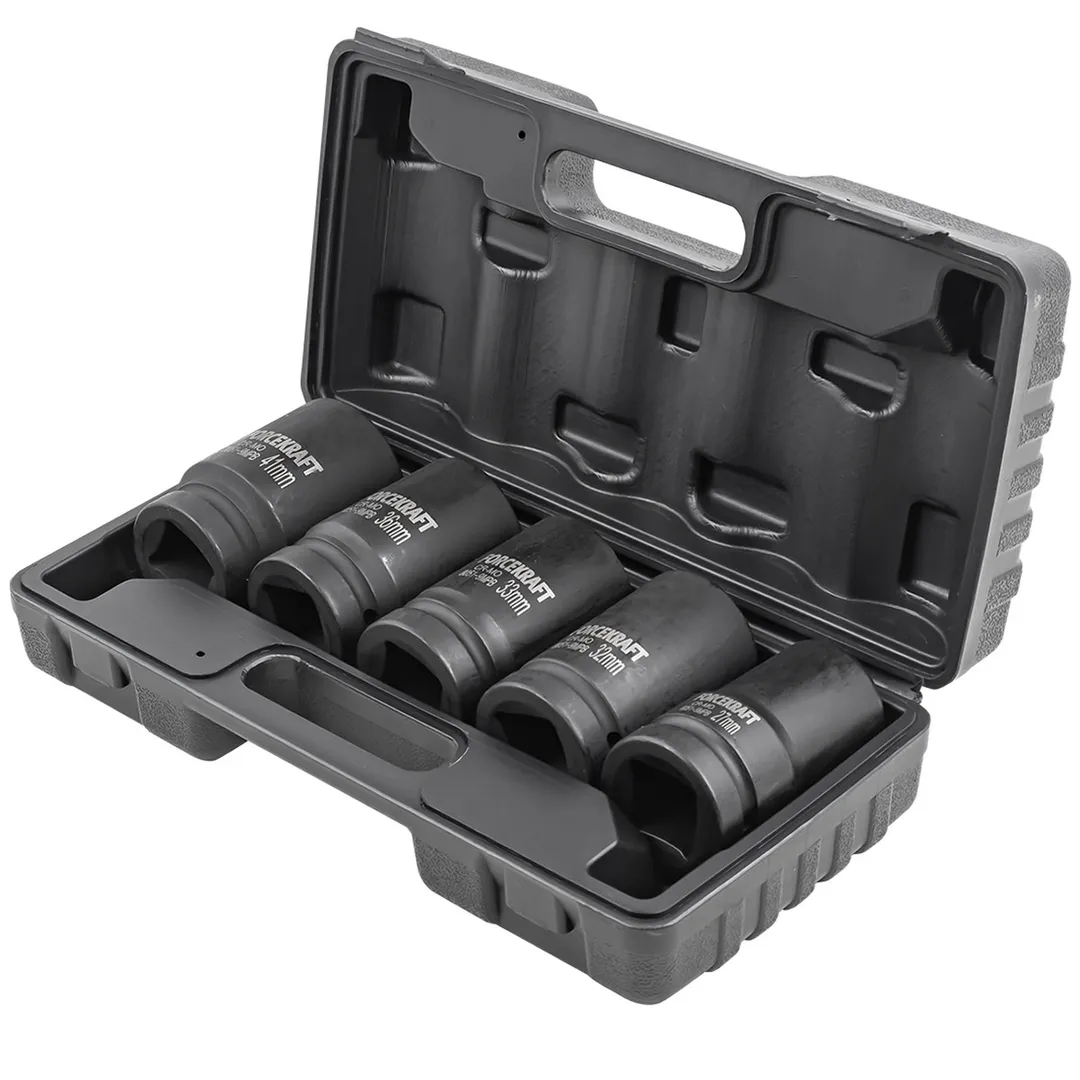 Набор глубоких ударных головок 5 пр., 1'', 12-гр. 27-41 мм ForceKraft FK-8051-9MPB