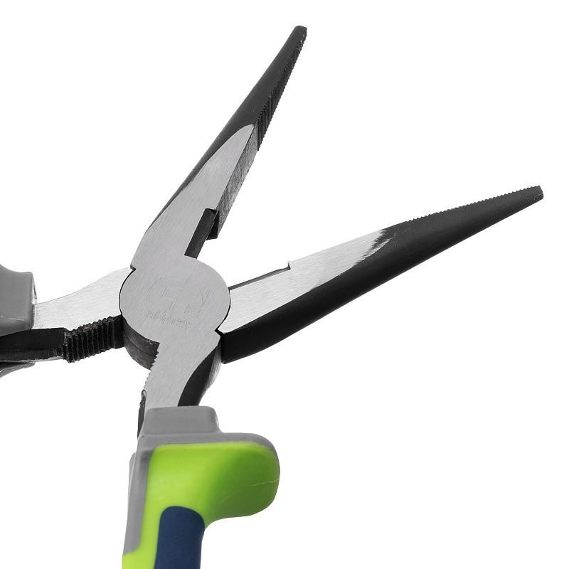 Длинногубцы прямые 200 мм, фосфатирование, трехкомпонентные рукоятки Сибртех 17161