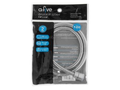Шланг душевой, SUS/EPDM, 1/2" г-г 120 см, хром, гайка латунь, anti-twist A-five A5-019
