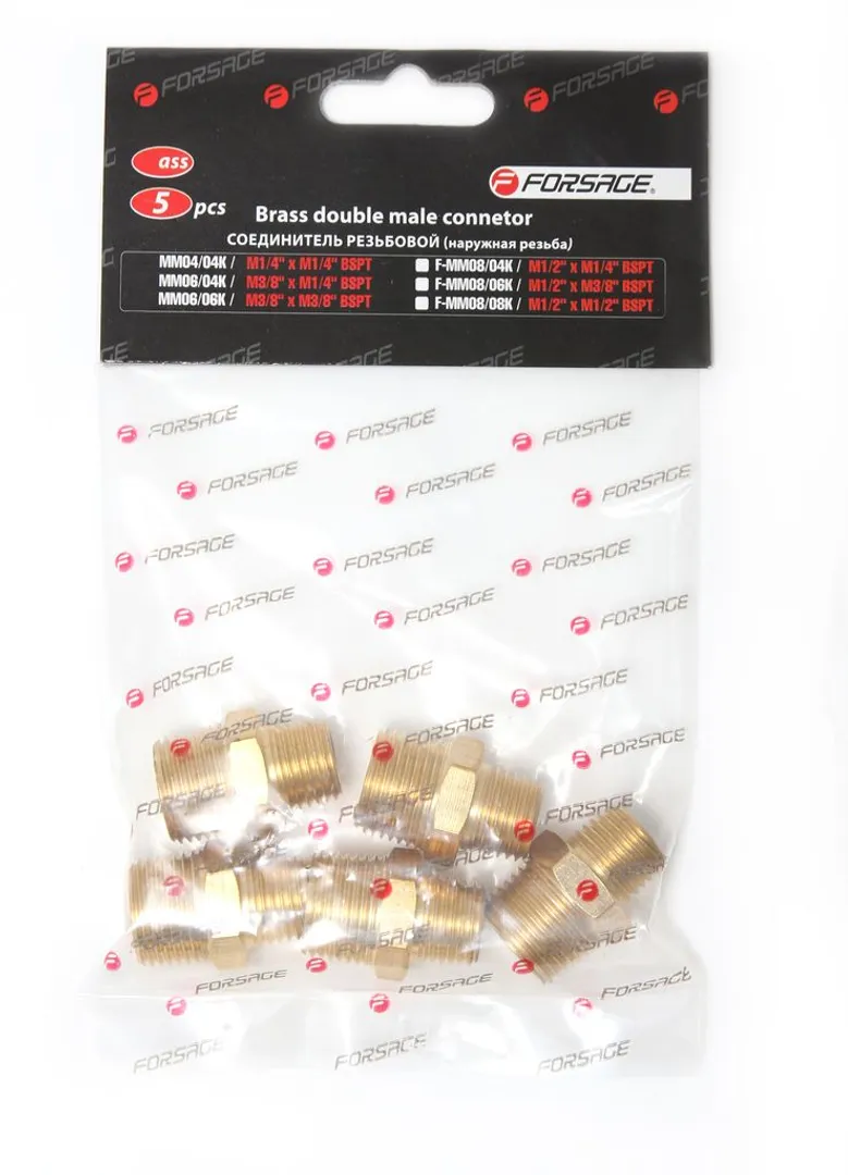 Переходник резьбовой, наруж. резьба 3/8"-1/2", к-т 5 шт Forsage F-MM08/06K