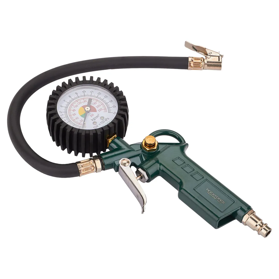 Пистолет для подкачки шин с аналоговым манометром и шлангом 0-16Bar RockForce RF-STG-05