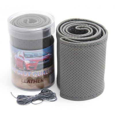 Чехол руля кожа leather grey-M KING
