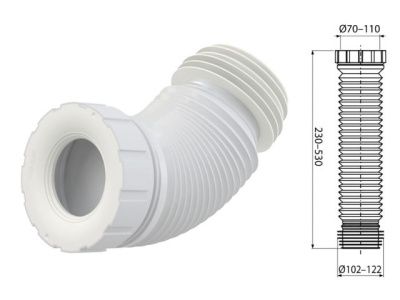 Гибкая подводка для выпуска унитаза, Alcaplast A97SN-BL-01