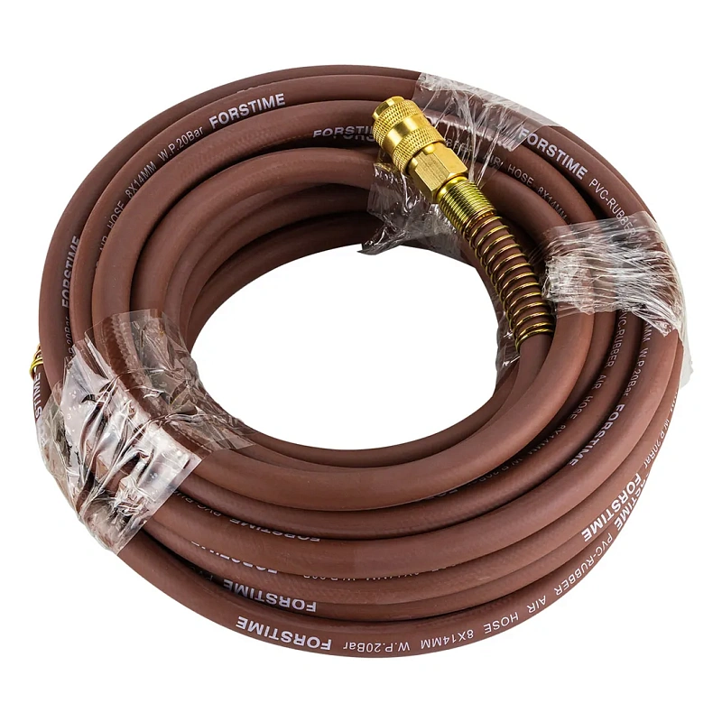 Шланг резиновый воздушный армированный с быстросъемами 8x14 мм, 10 м FoRSTIME FT-AHF-108