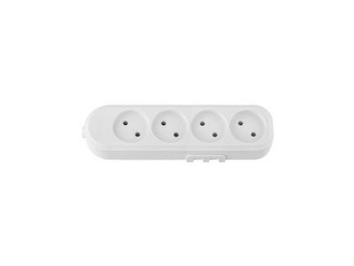 Розетка 4-ая переносная (б/з, 16А, 250В) белая, (с креплением к стене) Bylectrica Р16-9181