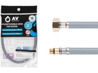 Подводка гибкая для воды, nylon, Lt иголка м10 короткая - гайка 1/2 40 см AV Engineering AVE21140