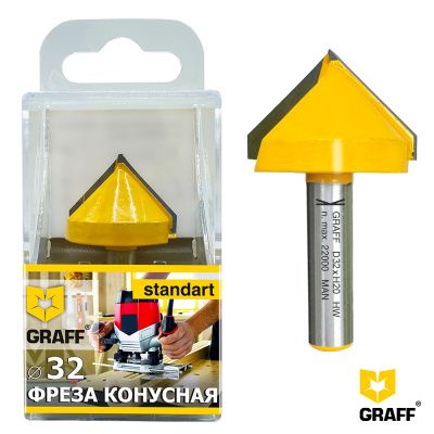 Фреза конусная по дереву 32х20x8 мм GRAFF