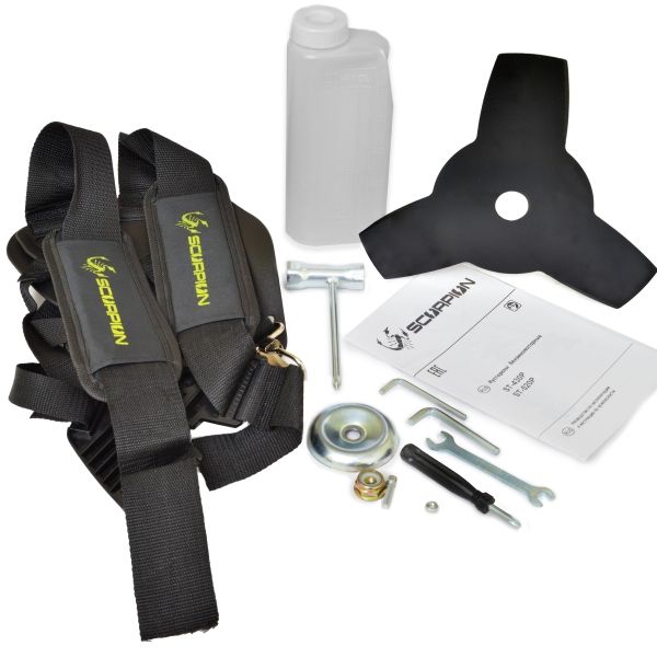 Триммер бензиновый, 2600 Вт/3,6 л.с., 52 см.куб., 9300 об/мин, ранцевый ремень, лёгкий стартер SCORPION ST-520P