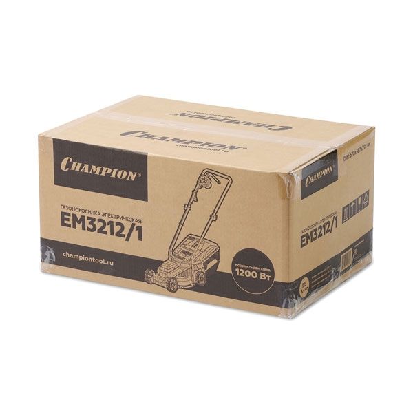 Газонокосилка электрическая, 1,2 кВт, пласт.травосб. 30л, ширина 320мм, 30-70мм CHAMPION EM3212/1