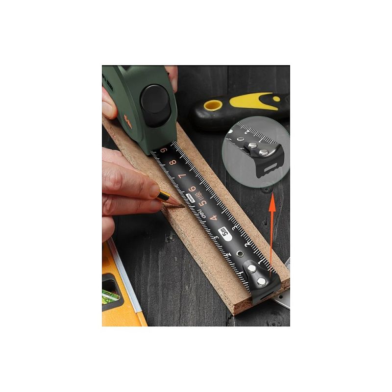 Рулетка Deli HS HT8519L, 5 м х 19 мм, Soft Touch, зеленый