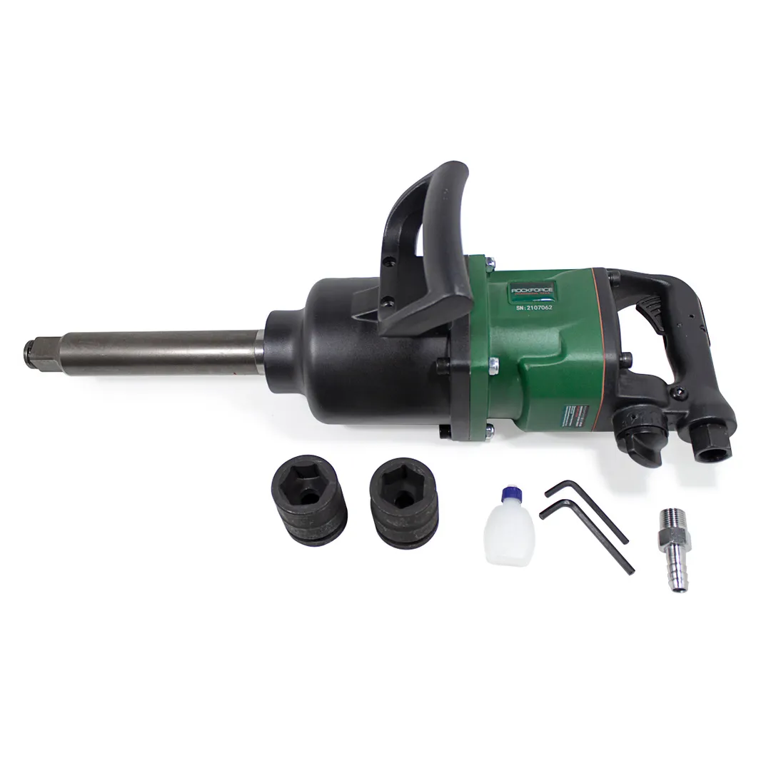 Пневмогайковерт ударный с длинным валом, реверсом и регулировкой усилия 1''+головки 32, 33мм 3100Hм RockForce RF-RP7488