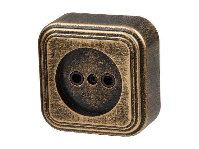 Розетка 1-ая, открытая, б/з, бронз., Стандарт, RA16-131-ЧБ, Юпитер JP7413-04