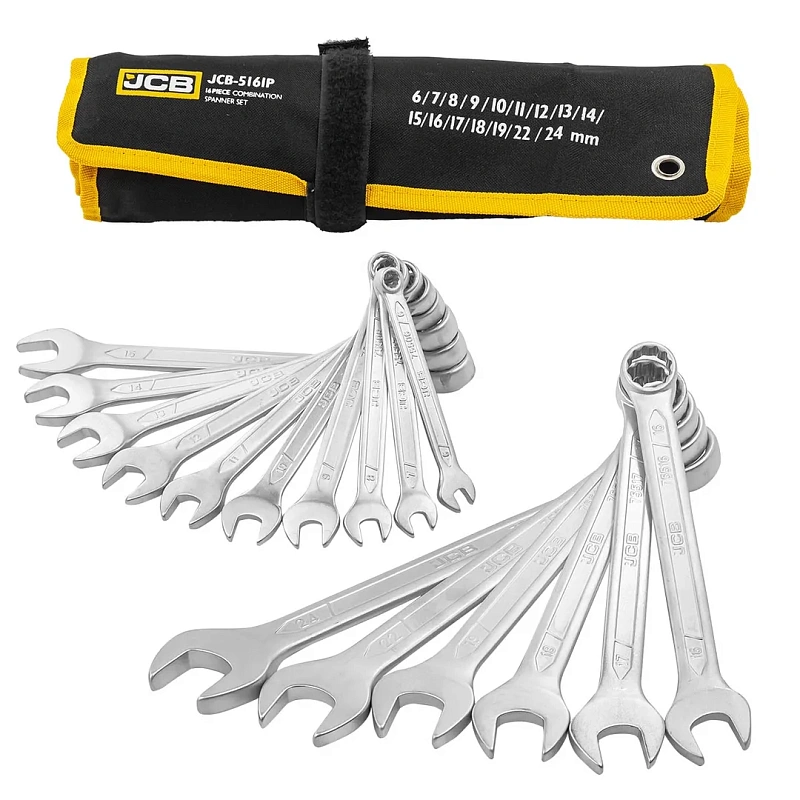 Набор комбинированных ключей 16 пр., 6-19, 22, 24 мм JCB JCB-5161P