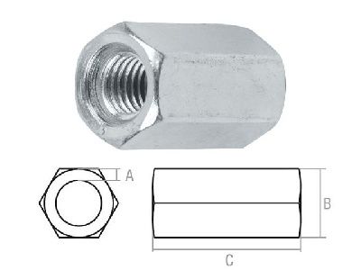 Гайка М14 удлиняющая, цинк, 260 шт в коробе, Starfix SM-86967-260