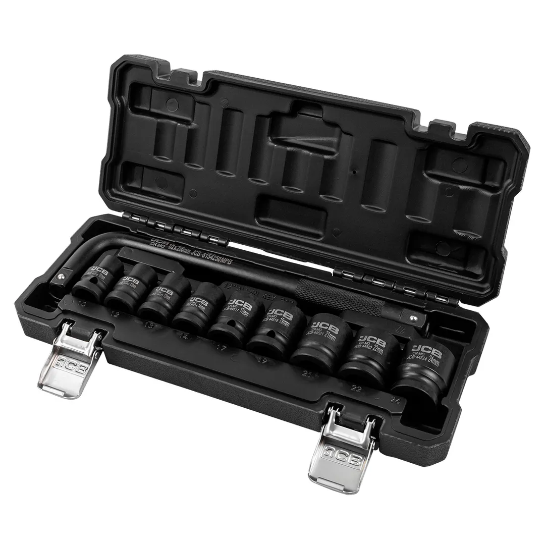 Набор головок ударных с Г-образным воротком 10-24 мм 1/2'' 6-гр 10 пр JCB JCB-4104-5MPB