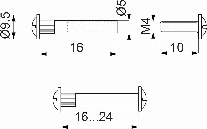 Стяжка межшкафная d5 М4х16 (уп/1тыс.шт) AKS 79919