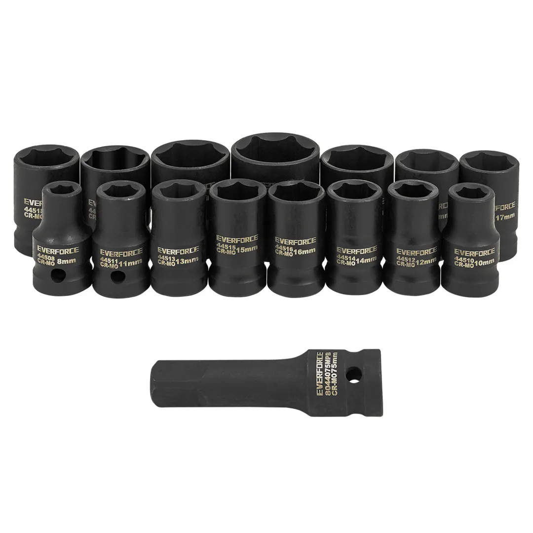 Набор головок ударных 8-27 мм 1/2'' 6-гр 16 пр EVERFORCE EF-4179-5MPB
