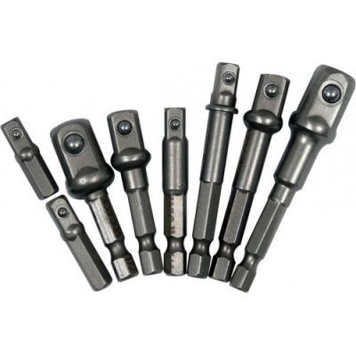 Переходники для шуруповерта под головки 1/4'', 3/8'', 1/2'' 8 шт. Yato YT-04639