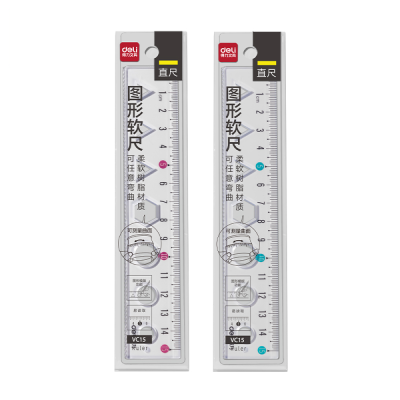 Линейка "Deli VC15", 15 см, прозрачный, ассорти