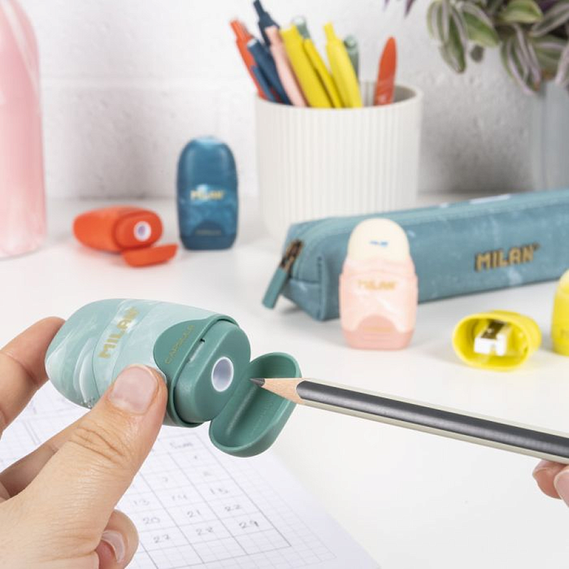 Точилка на 1 отверстие "Capsule Lava", с ластиком, ассорти