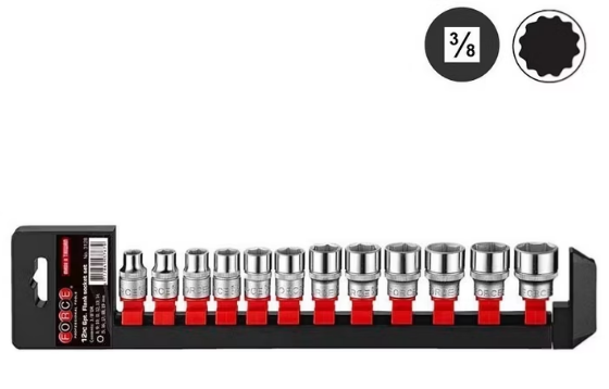 Набор головок на планке 8-19 мм 12-гр 12 пр 3/8" FORCE 3128-9