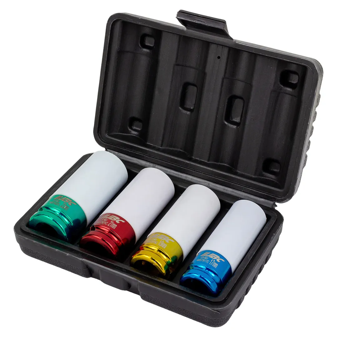 Набор ударных глубоких тонкостенных головок 17, 19, 21, 22 мм в защитном кожухе 4 пр 1/2'' 6-гр JBC JBC-4046