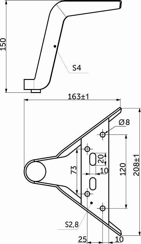 Опора мебельная мет. MIRAGE h150 угловая черный муар AKS 113015