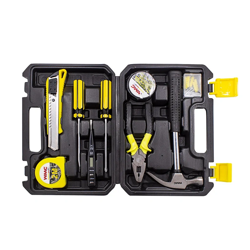 Набор инструментов 55 пр, молоток, плоскогубцы, отвертки, нож, рулетка, расходник WMC TOOLS WMC-1055
