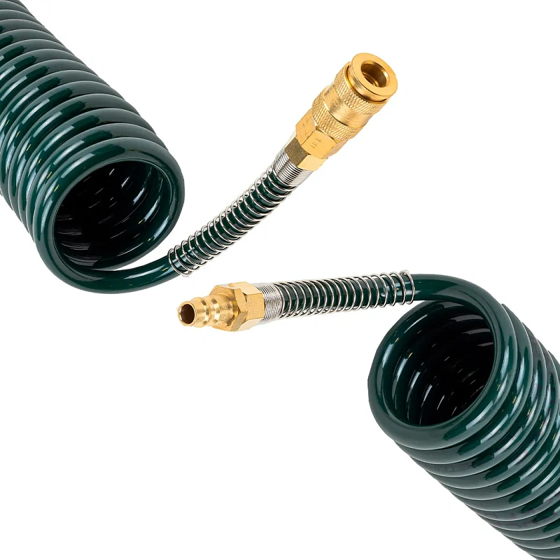 Шланг витой полиуретановый 12х8 мм, 10 м, с быстроразъемами RockForce RF-1208-10M