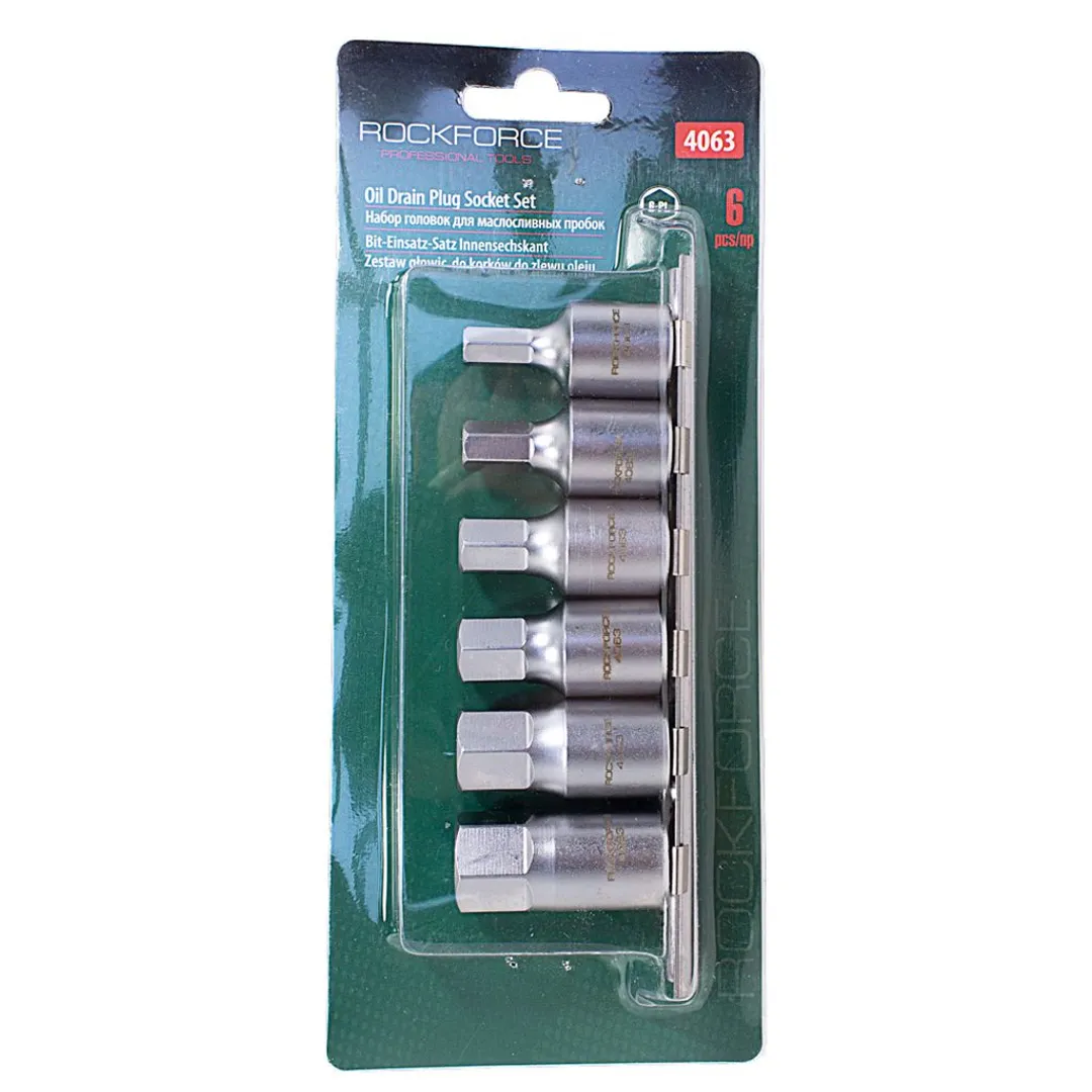 Набор головок для маслосливных пробок 6-гр. 6пр. 8-19 мм 1/2'' RockForce RF-4063
